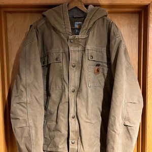 Carhartt 2XL Bartlett Jacket Brown Sherpa Lined Hooded